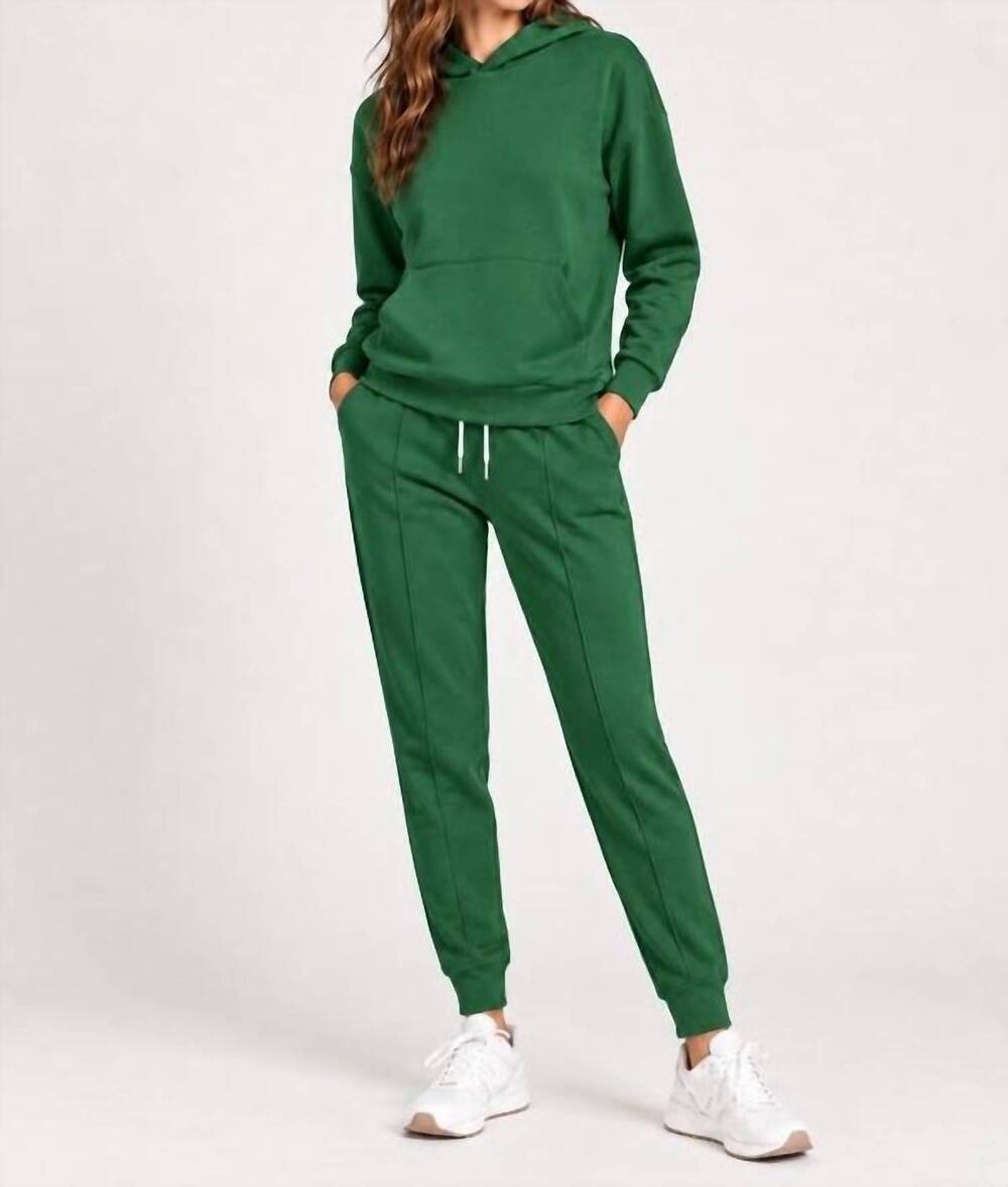 NEW ZENANA scuba sweatsuit hoodie & jogger set in hunter green